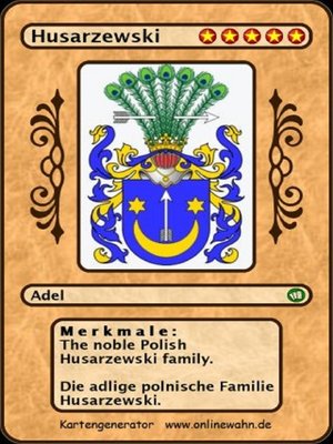 cover image of The noble Polish Husarzewski family. Die adlige polnische Familie Husarzewski.